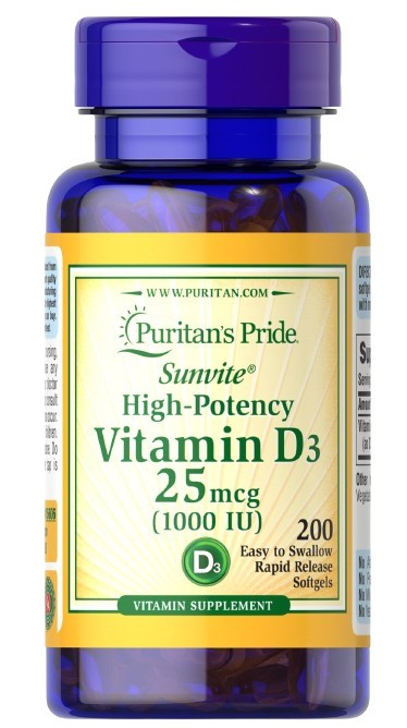 Vitamin D3, 1000IU - 200 softgels - Puritan's Pride - Vaistine1.lt - WestPharmacy.eu