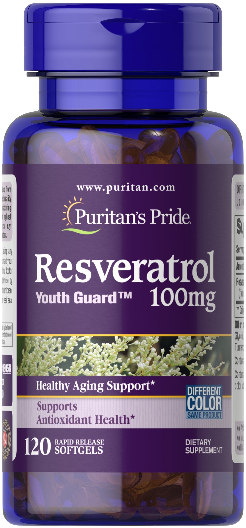 Resveratrol, 100mg - 120 softgels - Puritan's Pride - Vaistine1.lt - WestPharmacy.eu