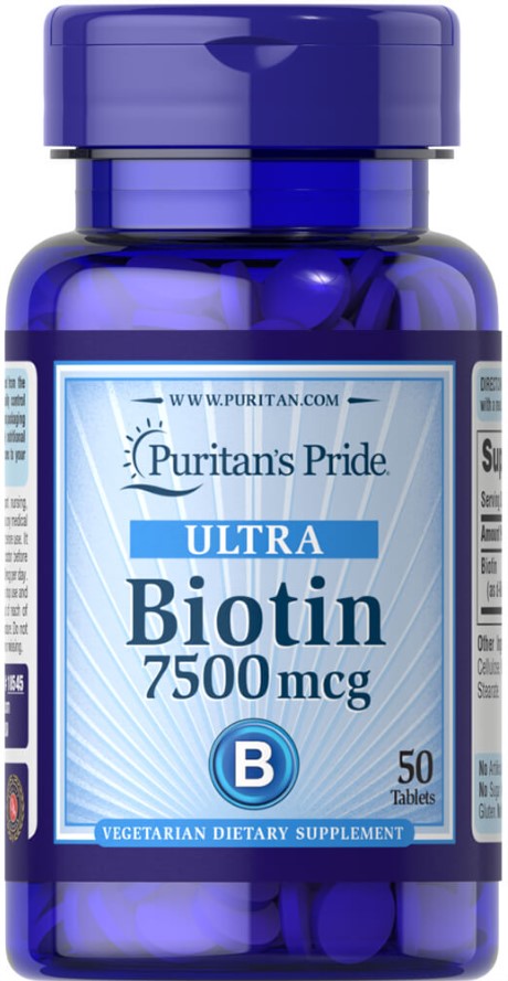 Biotin, 7500mcg - 50 tablets - Puritan's Pride - Vaistine1.lt - WestPharmacy.eu