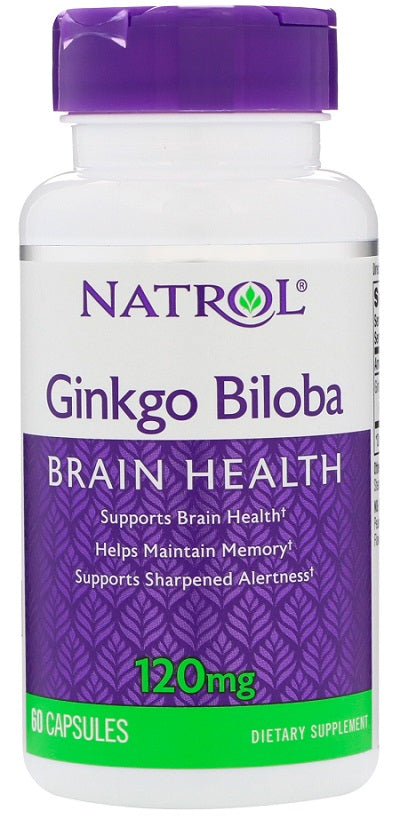 Ginkgo Biloba, 120mg - 60 caps - Natrol - Vaistine1.lt - WestPharmacy.eu