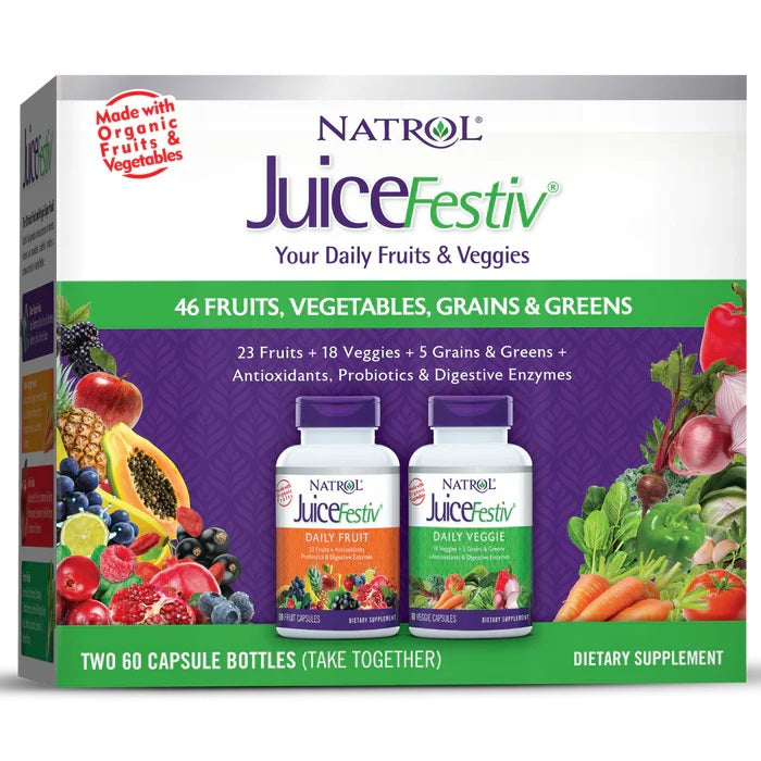 JuiceFestiv, Daily Fruits & Veggies - 60 + 60 caps - Natrol - WestPharmacy.nl - Nutrition