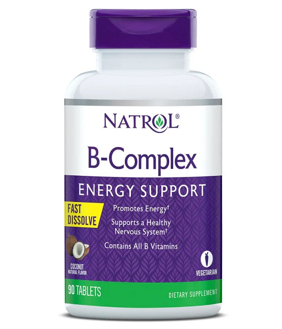 B-Complex Fast Dissolve, Coconut - 90 tabs - Natrol - Vaistine1.lt - WestPharmacy.eu