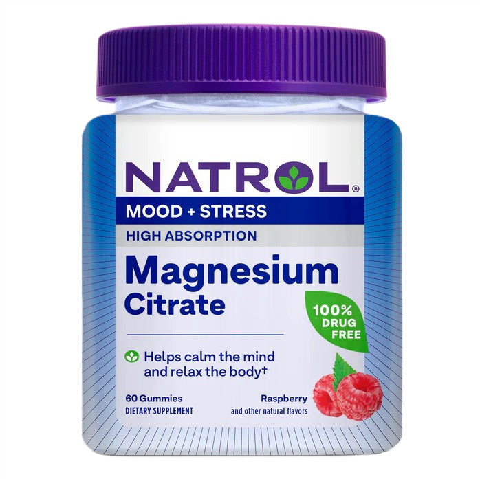 High Absorption Magnesium Citrate, Raspberry - 60 gummies - Natrol - Vaistine1.lt - WestPharmacy.eu
