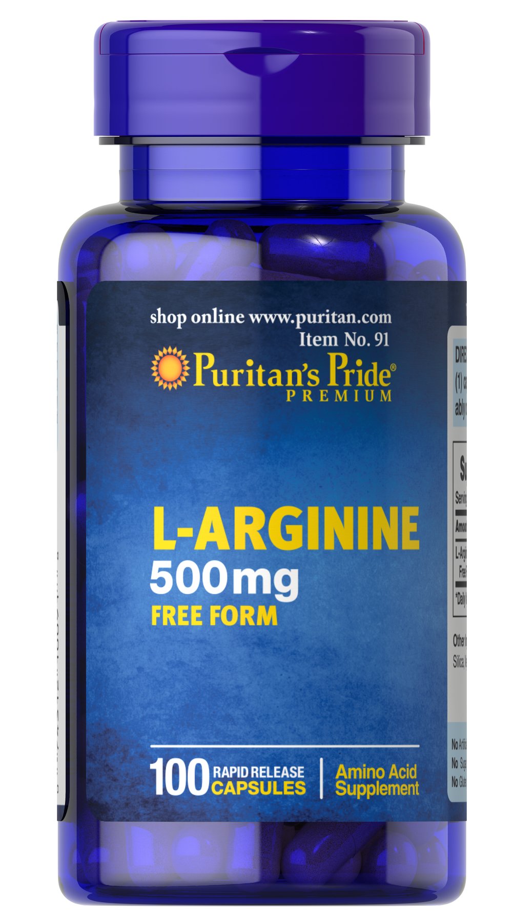 L-Arginine, 500mg - 100 caps - Puritan's Pride - WestPharmacy.nl - Amino Acids and BCAAs