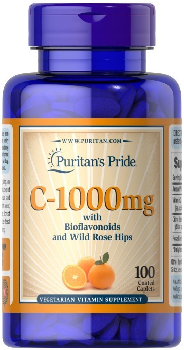 C-1000 with Bioflavonoids & Wild Rose Hips, 1000mg - 100 caplets - Puritan's Pride - Vaistine1.lt - WestPharmacy.eu