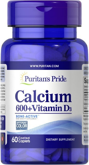 Calcium + Vitamin D3 - 60 caplets - Puritan's Pride - WestPharmacy.nl - Minerals