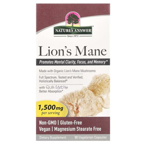 Lion's Mane, 1500mg - 90 vcaps - Nature's Answer - WestPharmacy.nl - Cognitive Support