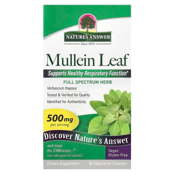 Mullein Leaf, 500mg - 90 vcaps - Nature's Answer - WestPharmacy.nl - Respiratory Health