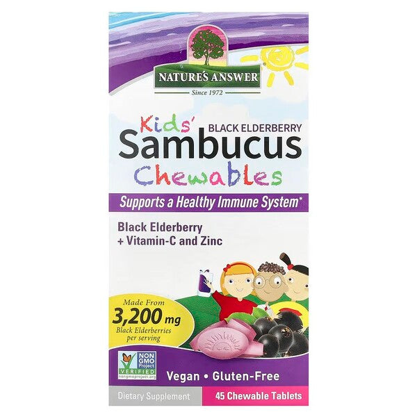 Kid's Sambucus Chewables, Black Elderberry - 45 chewable tablets - Nature's Answer - Vaistine1.lt - WestPharmacy.eu