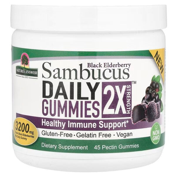 Sambucus Daily Gummies 2X Strength, Black Elderberry - 45 vegan gummies - Nature's Answer - Vaistine1.lt - WestPharmacy.eu