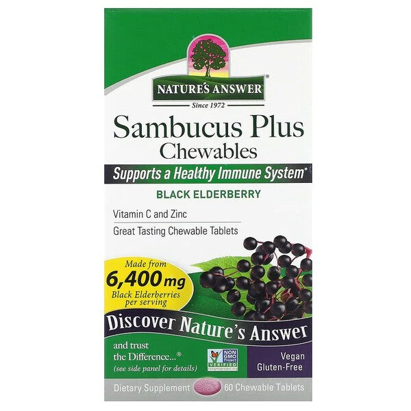 Sambucus Plus Chewables, Black Elderberry - 60 chewable tablets - Nature's Answer - Vaistine1.lt - WestPharmacy.eu