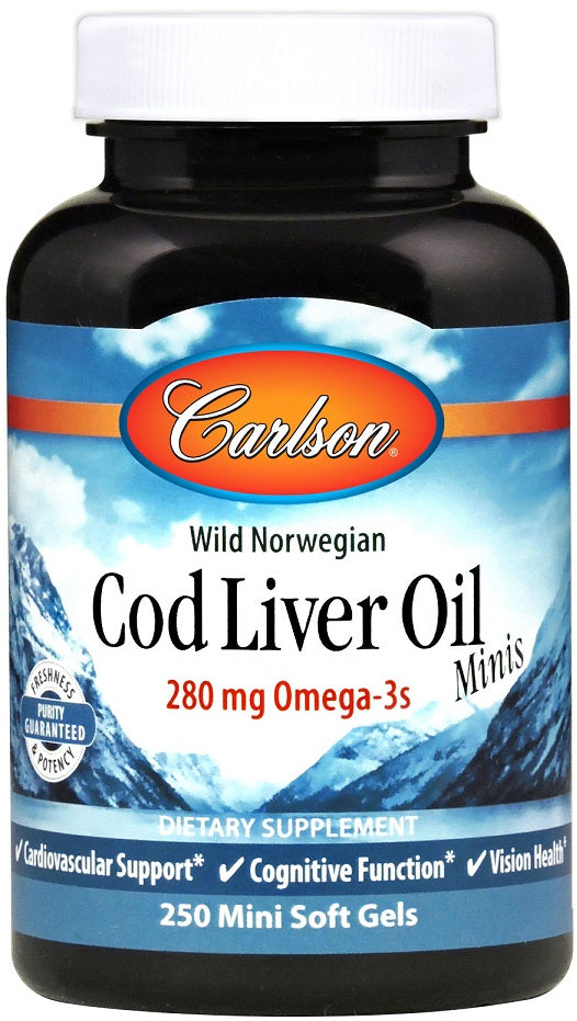 Cod Liver Oil Minis, 280mg - 250 mini softgels - Carlson Labs - WestPharmacy.nl - Fish Oil