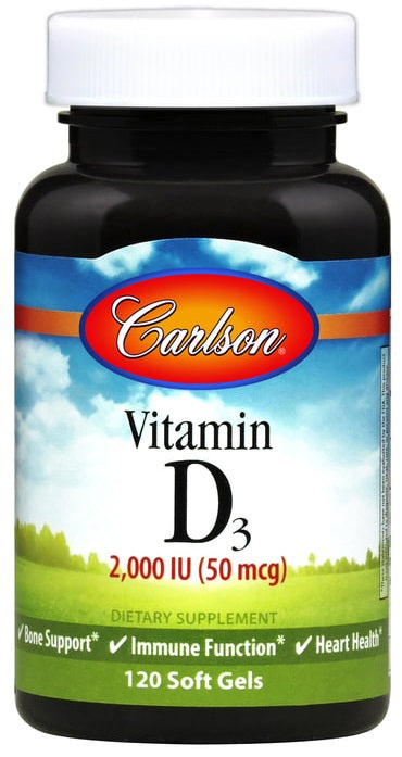 Vitamin D3, 2000 IU - 120 softgels - Carlson Labs - WestPharmacy.nl - Vitamins