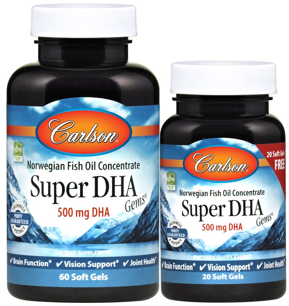Super DHA Gems, 500mg - 60 + 20 softgels - Carlson Labs - WestPharmacy.nl - Fish Oil