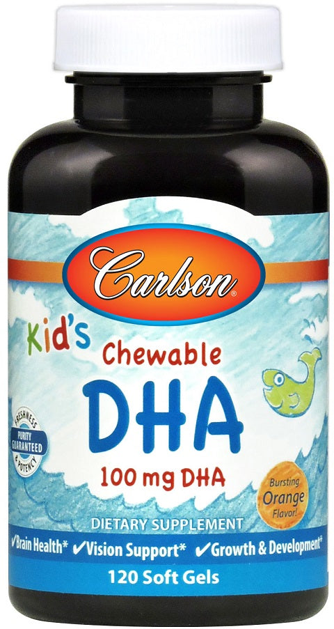 Kid's Chewable DHA, 100mg Orange - 120 softgels - Carlson Labs - WestPharmacy.nl - Fish Oil