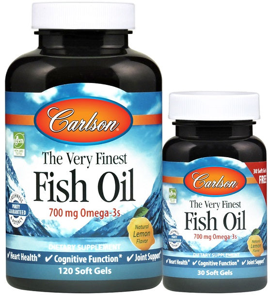The Very Finest Fish Oil - 700mg Omega-3s, Natural Orange - 120 + 30 softgels - Carlson Labs - WestPharmacy.nl - Fish Oil