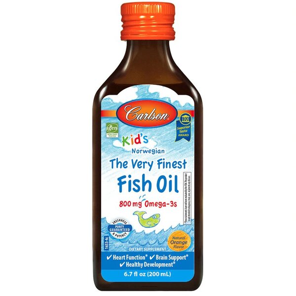 Kid's The Very Finest Fish Oil, 800mg Natural Orange - 200 ml. - Carlson Labs - WestPharmacy.nl - Fish Oil