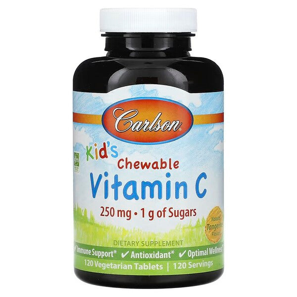Kid's Chewable Vitamin C, 250mg Natural Tangerine - 120 vegetarian tablets - Carlson Labs - WestPharmacy.nl - Vitamins