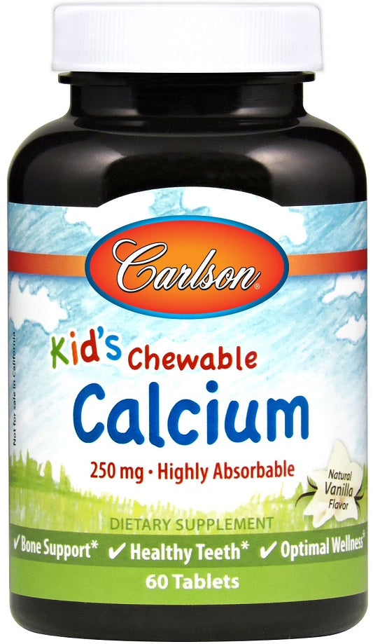 Kid's Chewable Calcium, 250mg Natural Vanilla - 60 tablets - Carlson Labs - WestPharmacy.nl - Minerals