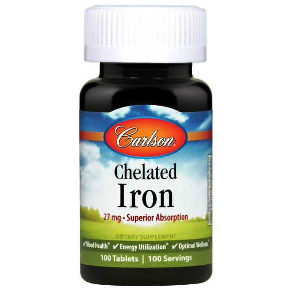 Chelated Iron, 27mg - 100 tablets - Carlson Labs - WestPharmacy.nl - Minerals