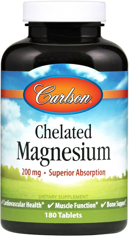 Chelated Magnesium, 200mg - 180 tablets - Carlson Labs - WestPharmacy.nl - Minerals