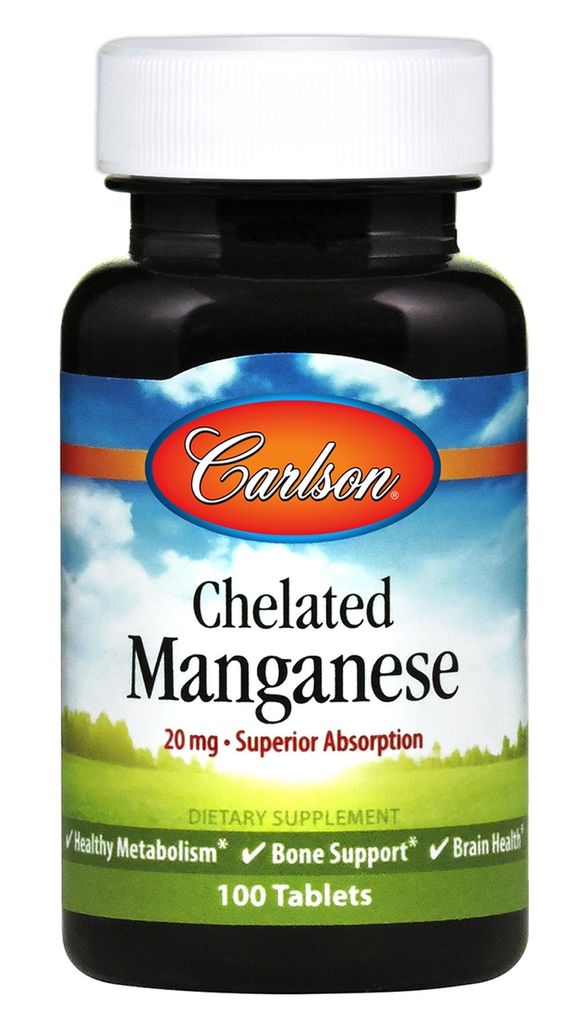 Chelated Manganese, 20mg - 100 tablets - Carlson Labs - Vaistine1.lt - WestPharmacy.eu