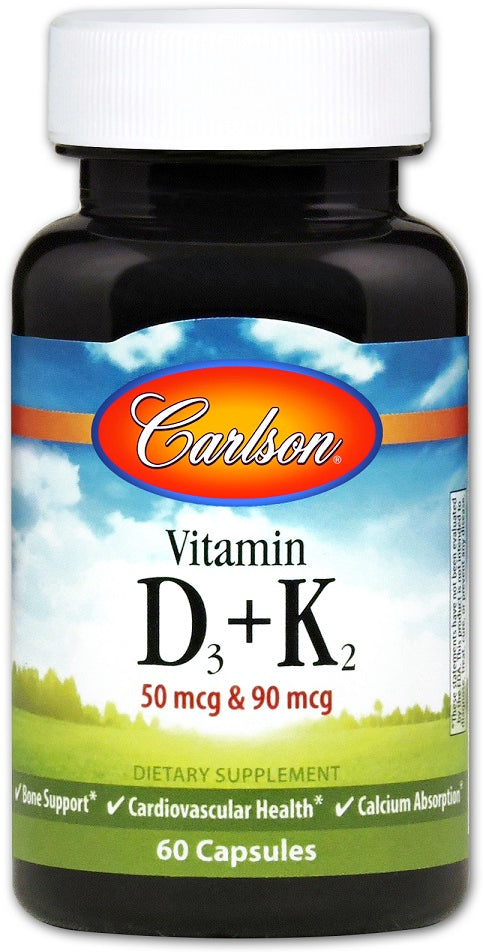 Vitamin D3 + K2 - 60 caps - Carlson Labs - WestPharmacy.nl - Vitamins