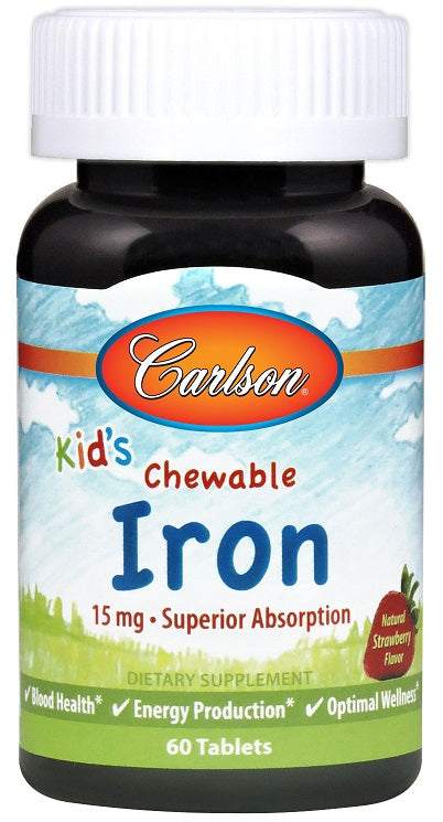 Kid's Chewable Iron, 15mg Strawberry - 60 tablets - Carlson Labs - WestPharmacy.nl - Minerals