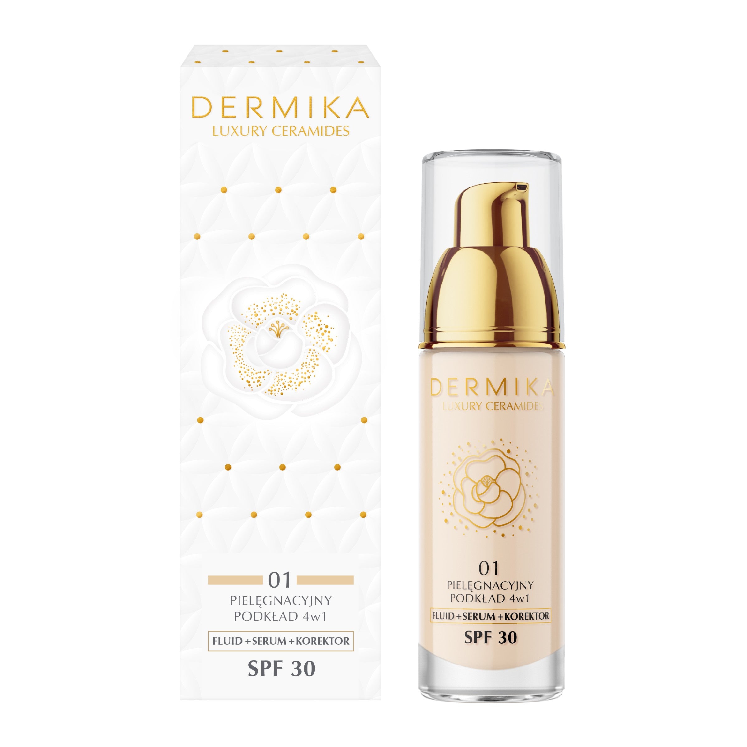 DERMIKA Luxury Ceramides 4-in-1 Care Foundation SPF30 atspalvis 01 30 ml | Vaistine1.lt | WestPharmacy.eu