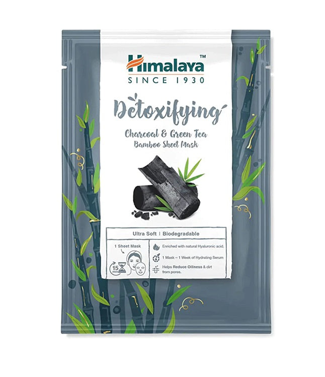 Detoxifying Charcoal & Green Tea Bamboo Sheet Mask - 30 ml - Himalaya | WestPharmacy.nl - Face mask