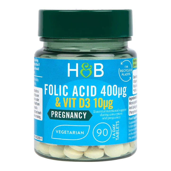 Folic Acid 400mcg, with Vit D3 10mcg - 90 tabs - Holland & Barrett | Vaistine1.lt | WestPharmacy.eu