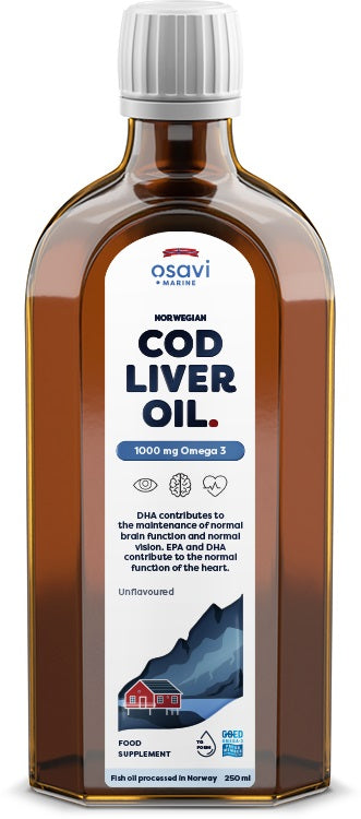 Norwegian Cod Liver Oil, 1000mg Omega 3 (Unflavoured) - 250 ml - Osavi | WestPharmacy.nl - Fish Oil