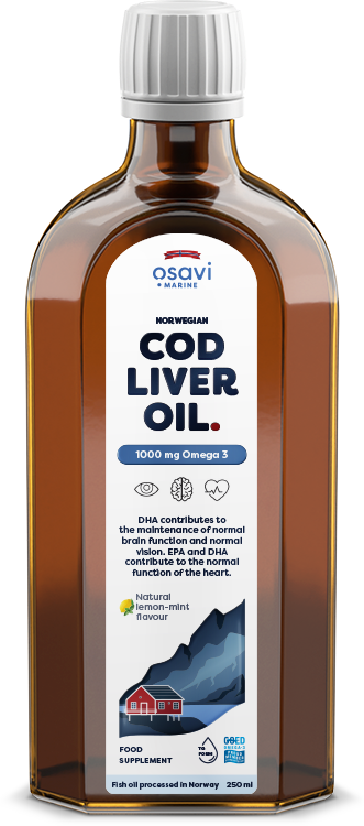 Norwegian Cod Liver Oil, 1000mg Omega 3 (Lemon-Mint) - 250 ml - Osavi | Vaistine1.lt | WestPharmacy.eu
