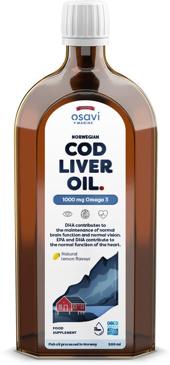 Norwegian Cod Liver Oil, 1000mg Omega 3 (Lemon) - 500 ml - Osavi | WestPharmacy.nl - Fish Oil