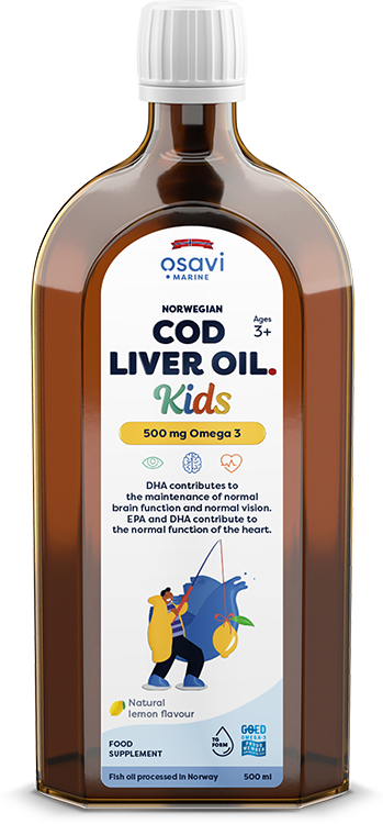 Norwegian Cod Liver Oil Kids, 500mg Omega 3 (Lemon) - 500 ml - Osavi | Vaistine1.lt | WestPharmacy.eu