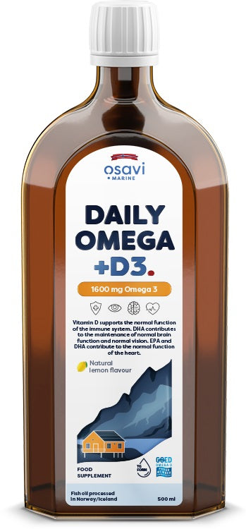 Daily Omega + D3, 1600mg Omega 3 (Natural Lemon) - 500 ml - Osavi | WestPharmacy.nl - Fish Oil