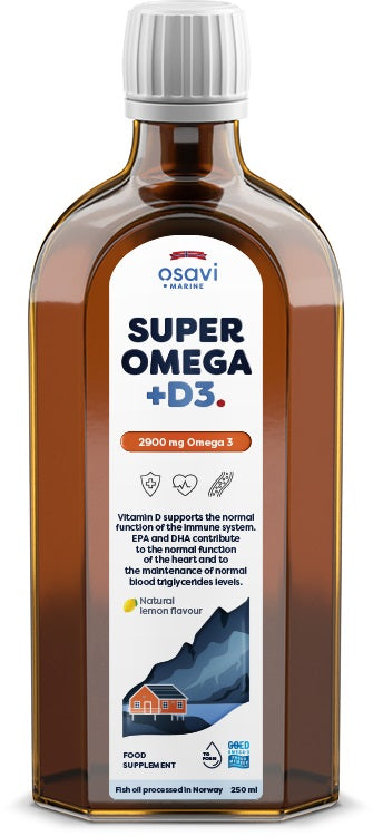 Super Omega + D3, 2900mg Omega 3 (Lemon) - 250 ml - Osavi | WestPharmacy.nl - Fish Oil