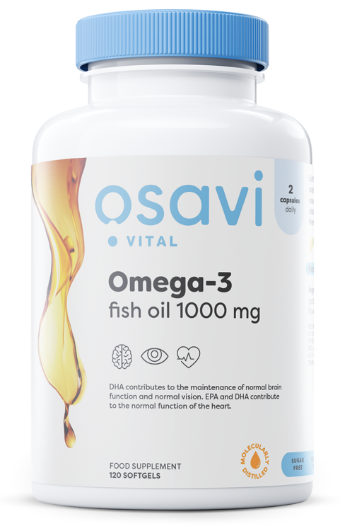 Omega-3 Fish Oil Molecularly Distilled, 1000mg (Lemon) - 120 softgels - Osavi | Vaistine1.lt | WestPharmacy.eu