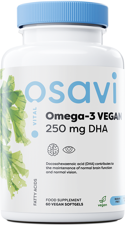 Omega-3 Vegan, 250mg DHA - 60 vegan softgels - Osavi | WestPharmacy.nl - Fatty acids