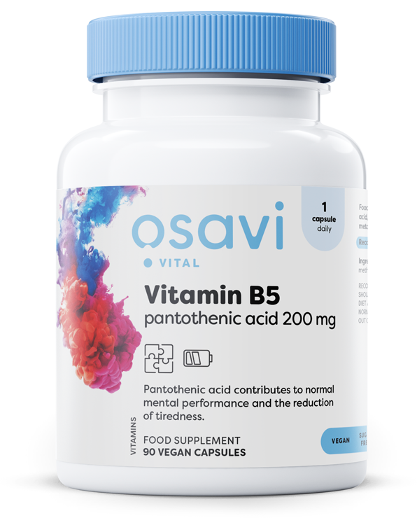 Vitamin B5 Pantothenic Acid, 200mg - 90 vegan caps - Osavi | Vaistine1.lt | WestPharmacy.eu