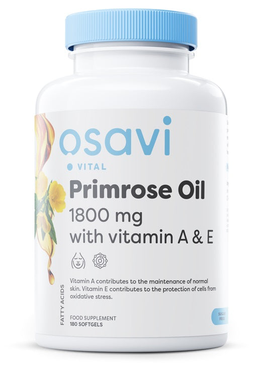 Primrose Oil with Vitamin A & E, 1800mg - 180 softgels - Osavi | WestPharmacy.nl - Women's Health