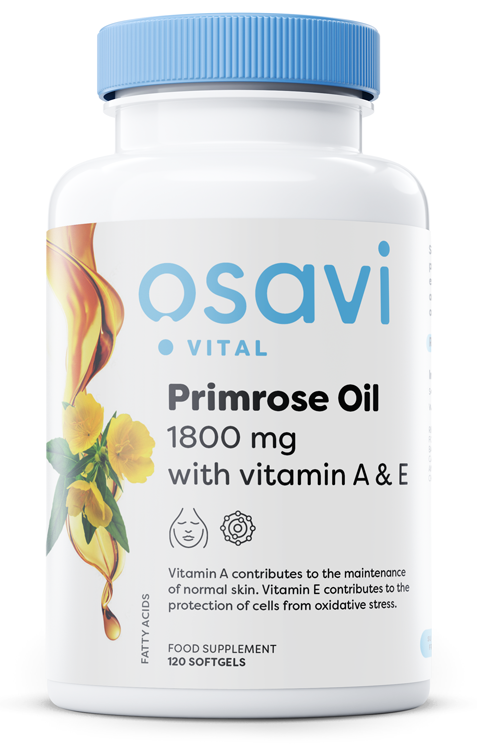 Primrose Oil with Vitamin A & E, 1800mg - 120 softgels - Osavi | Vaistine1.lt | WestPharmacy.eu