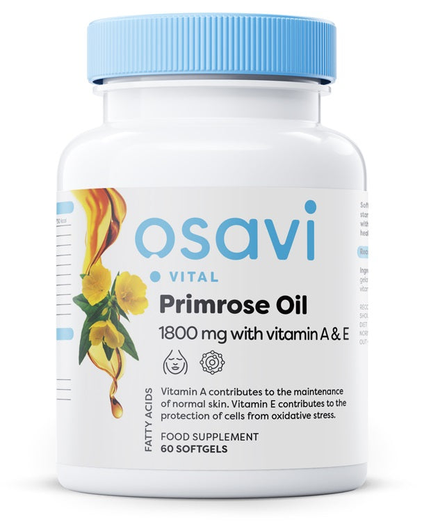 Primrose Oil with Vitamin A & E, 1800mg - 60 softgels - Osavi | WestPharmacy.nl - Women's Health