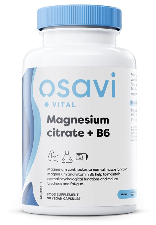 Magnesium Citrate + B6, 375mg + 4.2mg - 90 vcaps - Osavi | WestPharmacy.nl - Minerals