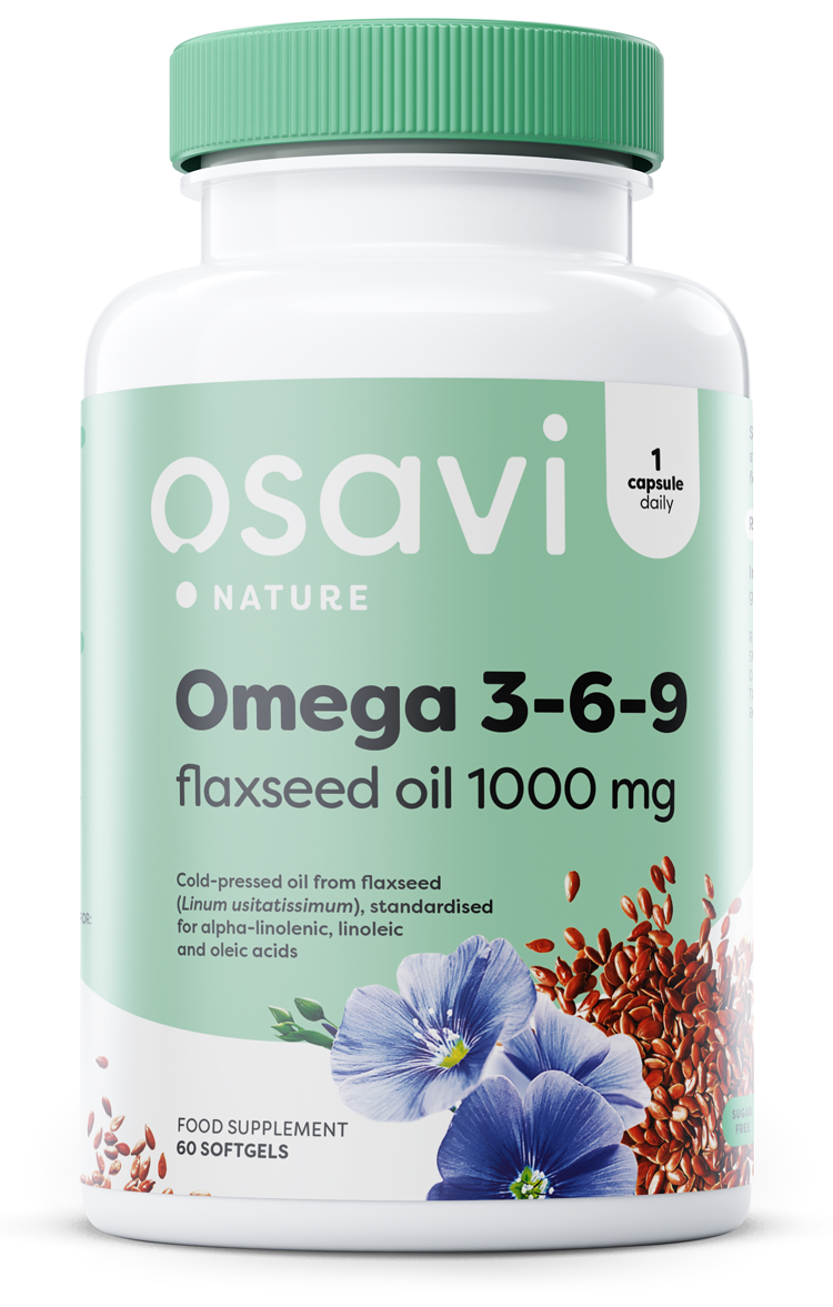 Omega 3-6-9 Flaxseed Oil, 1000mg - 60 softgels - Osavi | Vaistine1.lt | WestPharmacy.eu