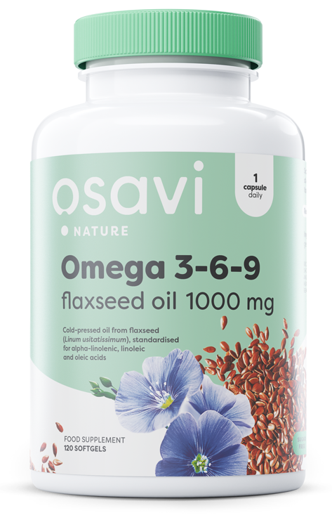 Omega 3-6-9 Flaxseed Oil, 1000mg - 120 softgels - Osavi | Vaistine1.lt | WestPharmacy.eu