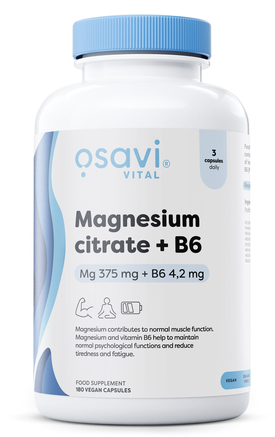 Magnesium Citrate + B6, 375mg + 4.2mg - 180 vcaps - Osavi | WestPharmacy.nl - Minerals