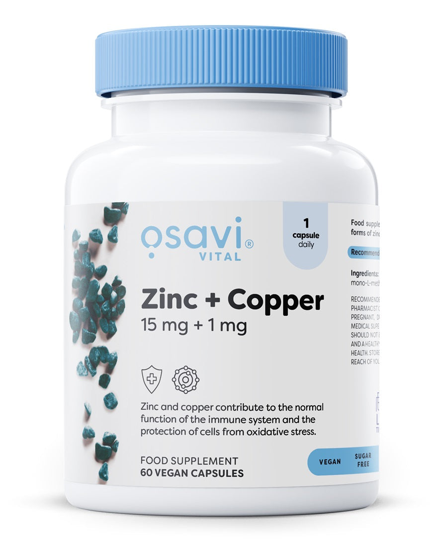 Zinc + Copper, 15mg + 1mg - 60 vegan caps - Osavi | WestPharmacy.nl - Minerals