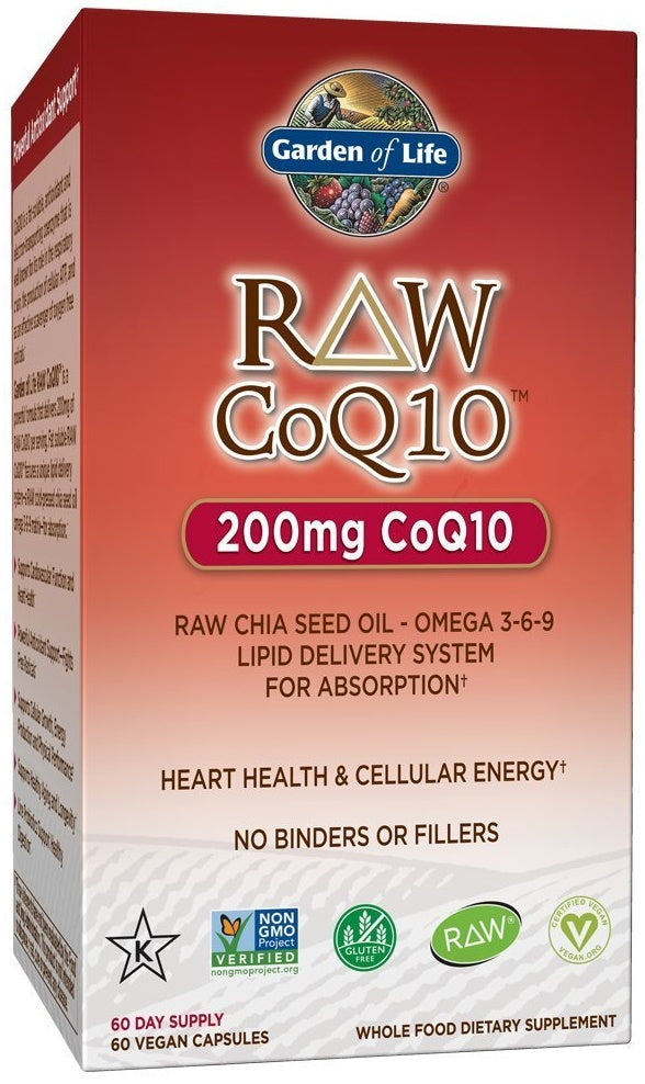 Raw CoQ10, 200mg - 60 vegan caps - Garden of Life | WestPharmacy.nl - Cardiovascular Health