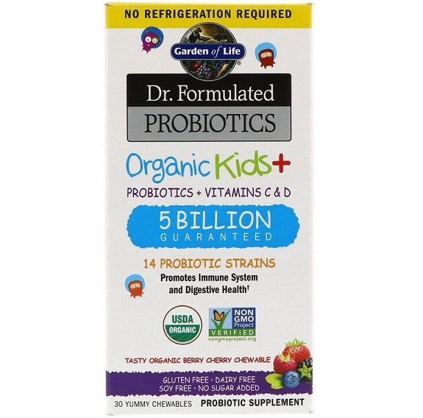 Dr. Formulated Probiotics Kids+, Berry Cherry - 30 chewables - Garden of Life | WestPharmacy.nl - Probiotics